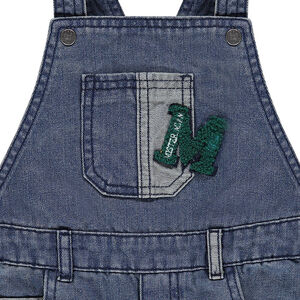 Salopette en molleton effet jeans avec lettre et hot dog patchés 