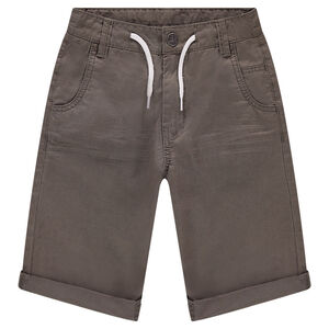 Junior - Bermuda en twill surteint avec cordons de serrage 