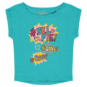 Tee-shirt manches courtes forme boîte print fantaisie 