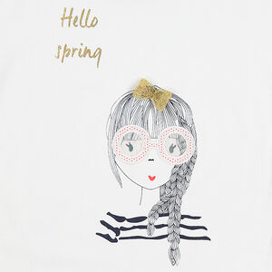 Tee-shirt manches longues forme "boxy" avec print fantaisie 