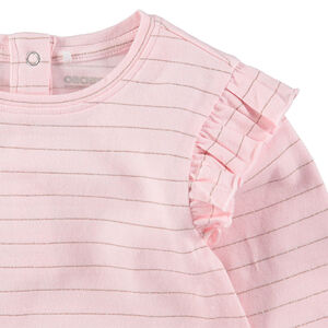 Tee-shirt manches longues en jersey à fines rayures dorées 