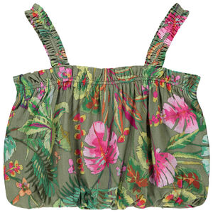 Crop top effet boule imprimé tropical fille 