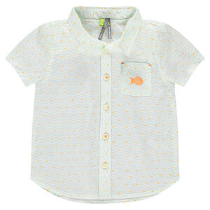 Chemise manches courtes imprimée all-over avec poche 