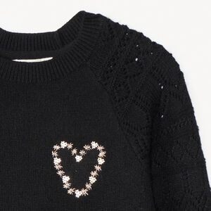 Pull manches longues en tricot jeu de point sur les manches fille 