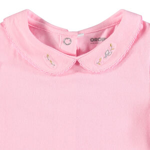 Ensemble avec tee-shirt col Claudine et salopette à bretelles volantées 