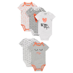 Lot de 5 bodies manches courtes en jersey avec prints fantaisie 