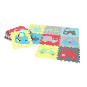 Tapis de jeux en mousse forme puzzle motif petits véhicules 