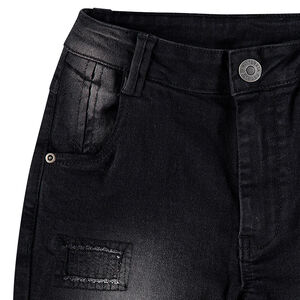 Junior - Jeans effet used et crinkle avec poche ticket zippée 