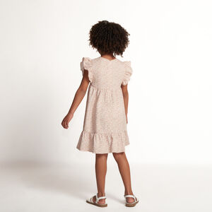 Robe manches courtes volantées imprimé tacheté fille 