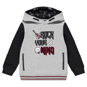 Sweat en molleton avec texte en relief et print Smiley 