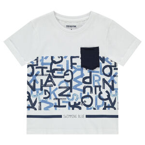 Tee-shirt manches courtes avec lettre printées et poche 