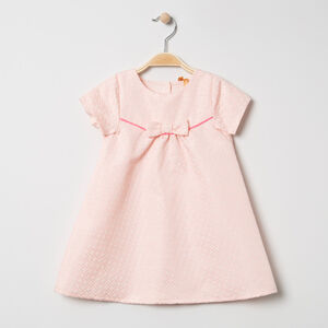 Robe manches courtes en jacquard à noeud ton sur ton 