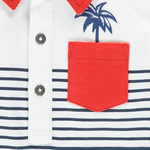 Polo manches courtes rayé avec poche et prints 