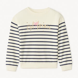 Sweat en molleton marinière fille 