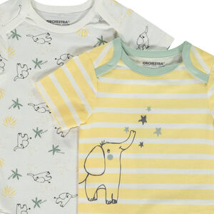 Lot de 5 bodies manches courtes fantaisie pour bébé avec ouvertures différentes selon l'âge 