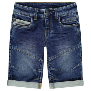 Bermuda en jeans effet used et crinkle avec poches 