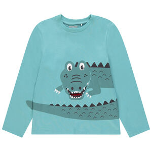 T-shirt manches longues print crocodile à langue mobile 