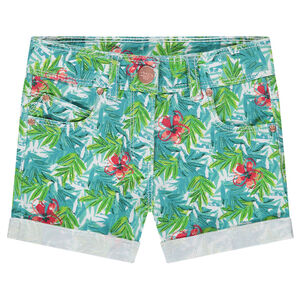 Short en coton fantaisie avec imprimé tropical all-over 