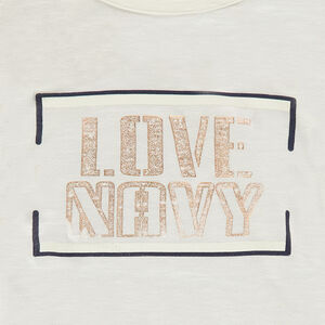 Junior - tee-shirt manches longues en jersey slub à bandes et texte printés 