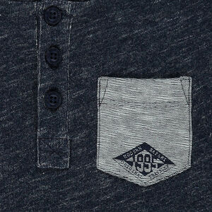 Tee-shirt manches longues en jersey chiné avec col tunisien 