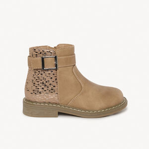 Bottines à boucle effet peau de serpent dorée fille 