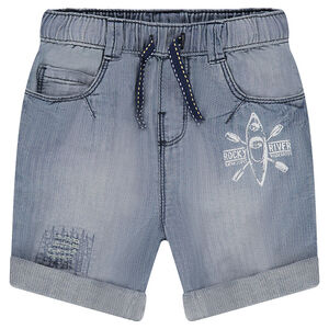 Bermuda en denim effet used avec print kayak 