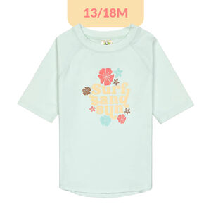 T-shir Rashguard UV50+ 13-18M Flowers Sea Foam 