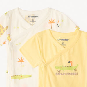 Lot de 5 bodies motifs safari fantaisie pour bébé garçon (ouvertures différentes selon l'âge) 
