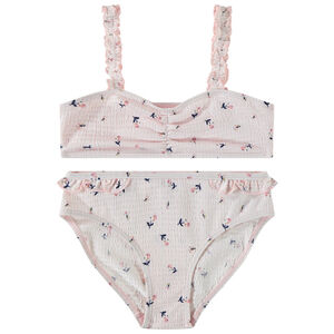 Maillot 2 pièces en seersucker imprimé floral fille 