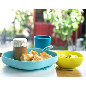 Set de vaisselle en silicone 4 pièces – Bleu 