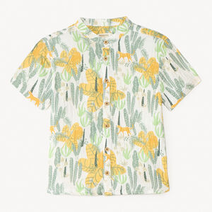 Chemise manches courtes col mao imprimé jungle garçon 