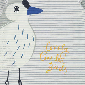 Sous-pull rayé col roulé avec print oiseau 