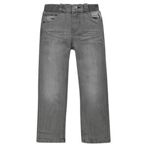 Jeans coupe droite effet used à taille élastiquée 