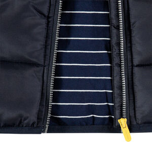 Doudoune matelassée doublée jersey à rayures et capuche amovible 