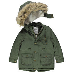 Parka en twill doublée sherpa à capuche amovible 