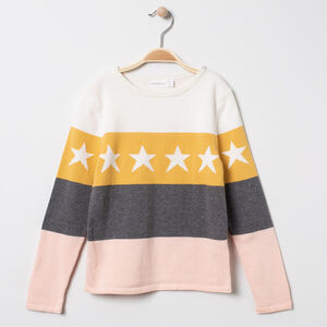 Pull en tricot contrasté à étoiles en jacquard 