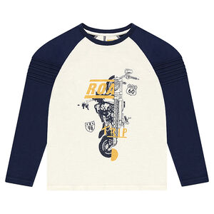 Junior - Tee-shirt bicolore à manches raglan avec print fantaisie 