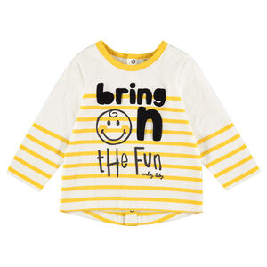 Marinière avec print Smiley et inscription en bouclette 