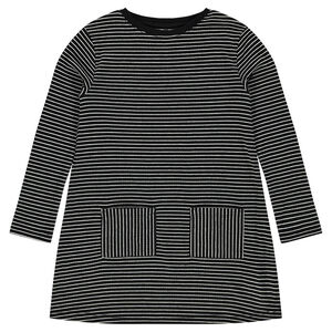 Robe manches longues rayée all-over à poches 