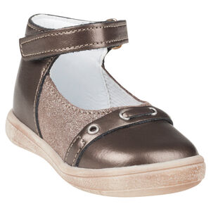 Babies en cuir à paillettes et bride à scratch 