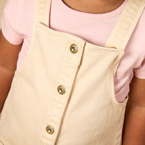 Robe salopette avec boutons fantaisie et poches fille 