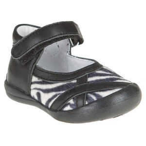 Babies noires en cuir avec empiècement zébré effet fourrure 