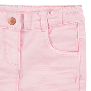 Pantalon slim en coton surteint effet crinkle avec coeurs brodés à la taille 