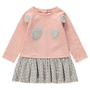 Robe bi-matière effet 2 en 1 avec détails panda en reliéfés 