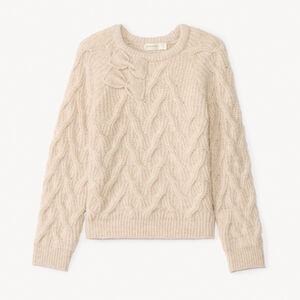 Pull manches longues en tricot et nœuds fantaisies fille 