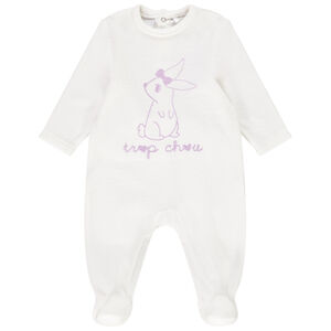 Dors-bien en velours avec visuel printé pour bébé fille 
