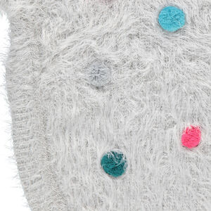 Pull en tricot poil avec pompons colorés 