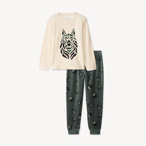 Set pyjama en velours motifs loup garçon 