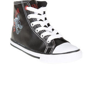 Baskets montantes aspect cuir à lacets et zip 