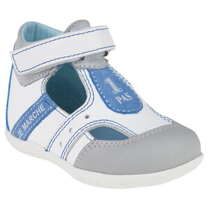 Salomés bicolores en cuir à scratch  